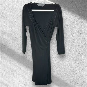 Norma Kamali Black Sweetheart Wrap Dress Classic Large Neutral Minimalist‎ Work